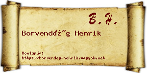 Borvendég Henrik névjegykártya
